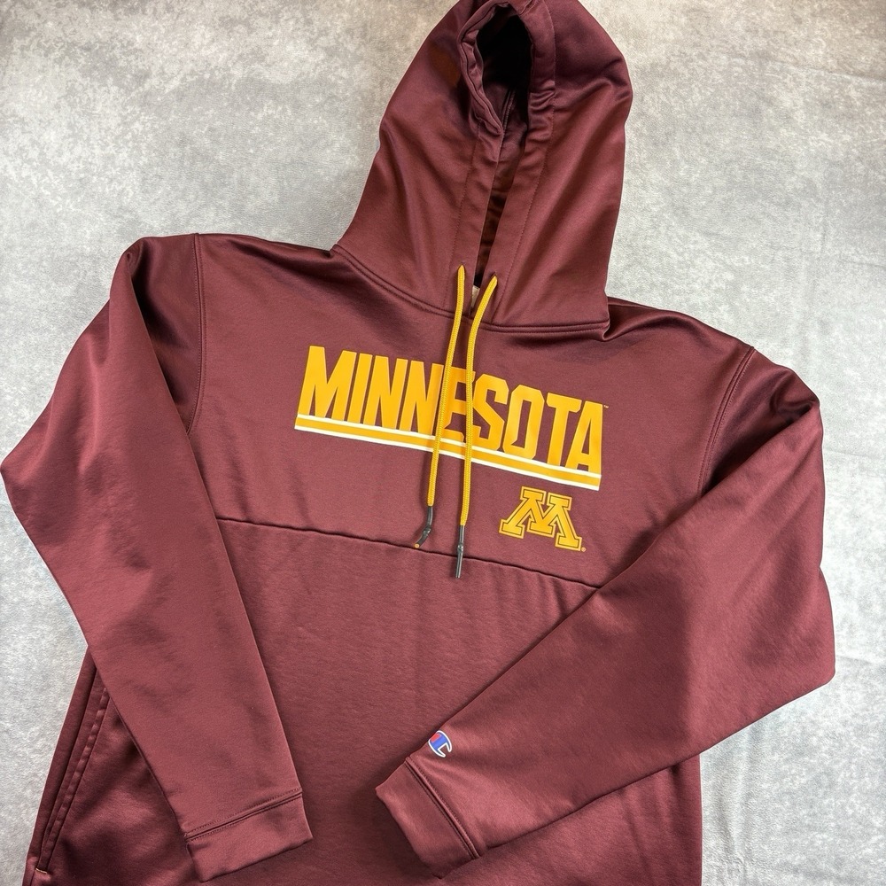 Minnesota Gophers Champion Hoodie Mens L Maroon Fleece Spellout College Preppy
